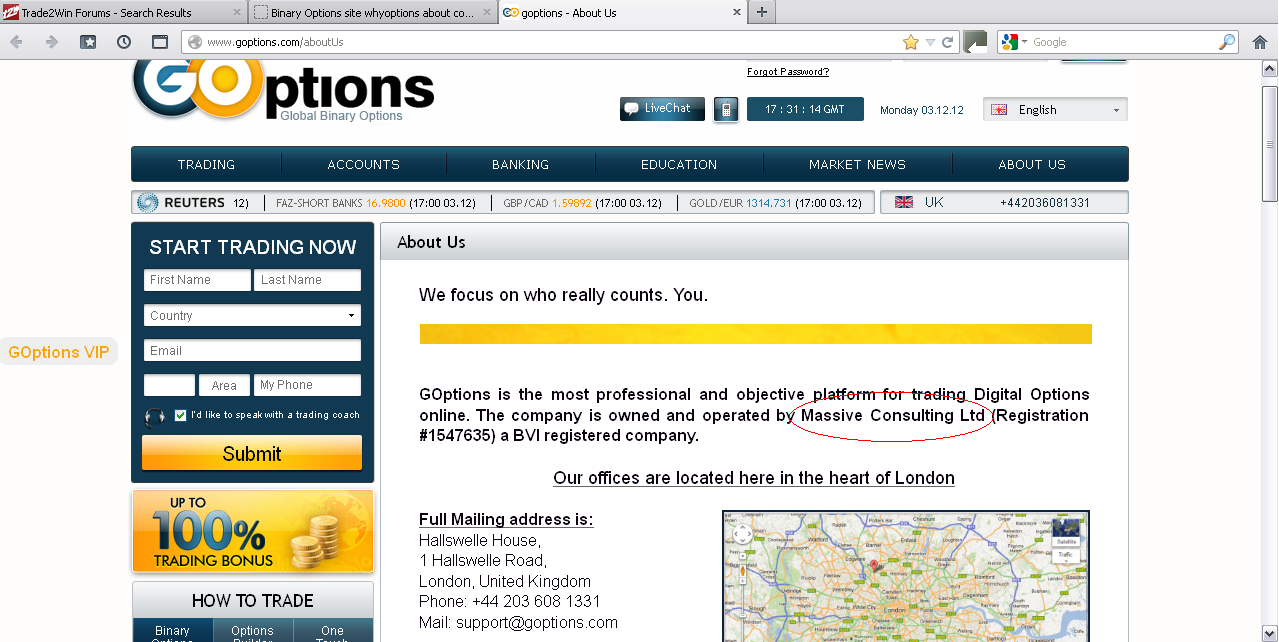 Fixed odds binary options