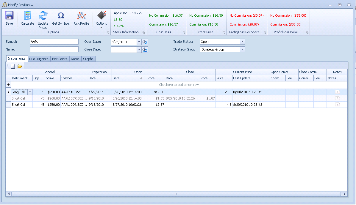 Options spread trading