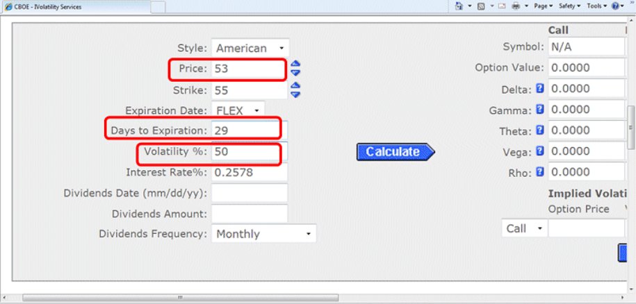 Premium calculation in option trading