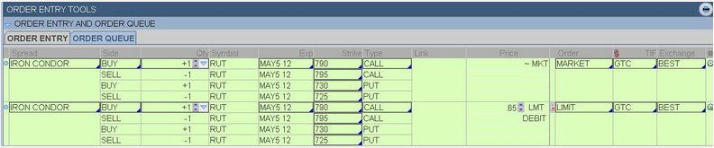 Placing an options trade